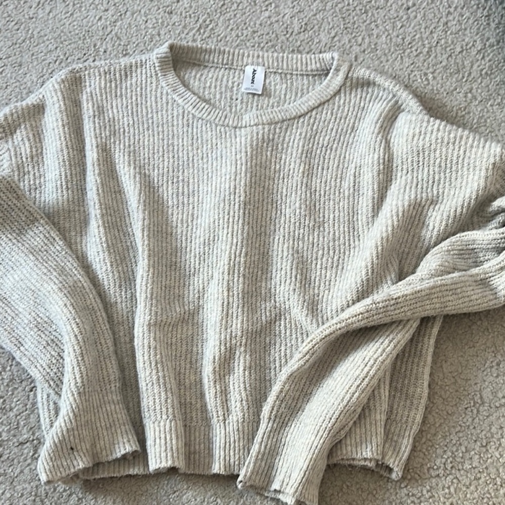 Abound Cream Ribbed Crew Neck Sweater